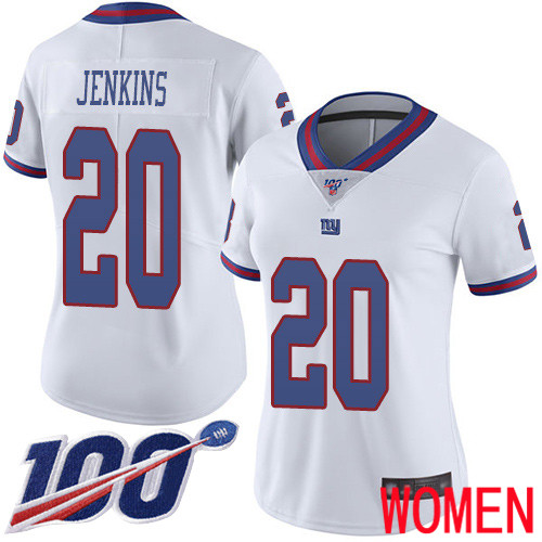 Women New York Giants #20 Janoris Jenkins Limited White Rush Vapor Untouchable 100th Season Football NFL Jersey